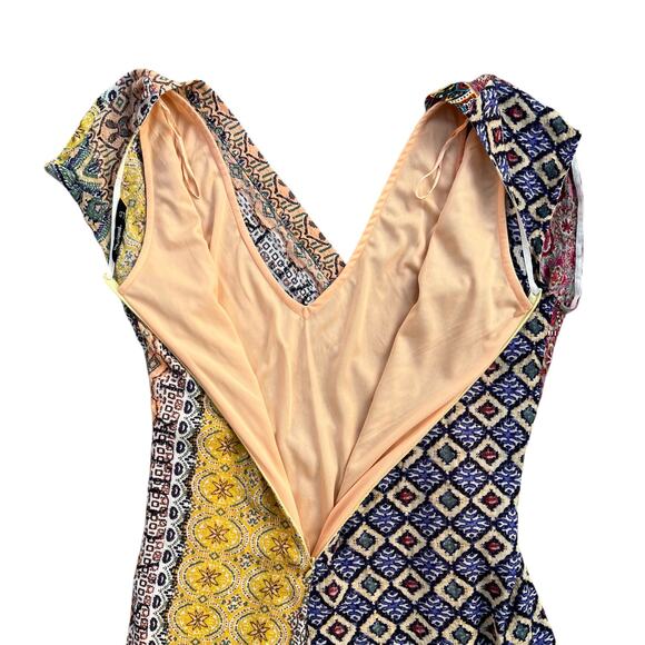 Desigual. Clanzie Boho Mixed Pattern Faux Wrap Dress Sz 42 - Picture 5 of 9